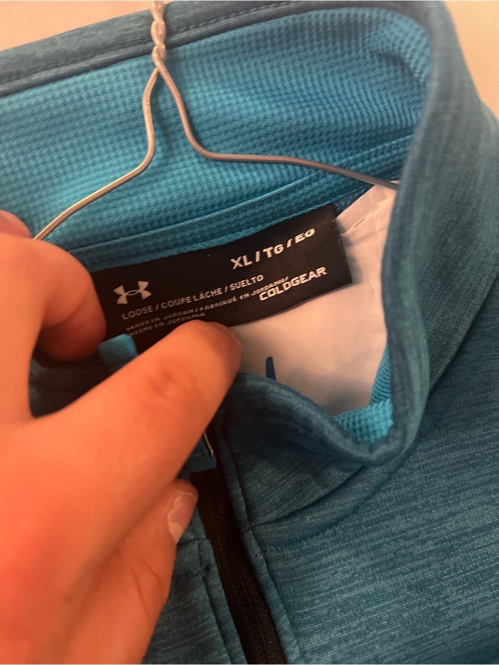 Under Armour Men's Two-Tone Teal Quarter-Zip Performance Pullover - Picture 2 of 3